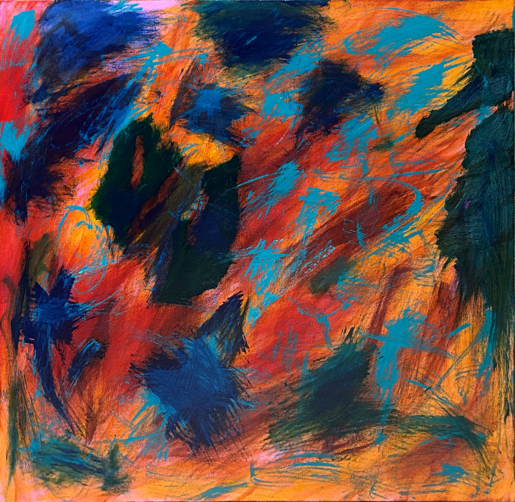 Gestural desert themed abstract painting. 