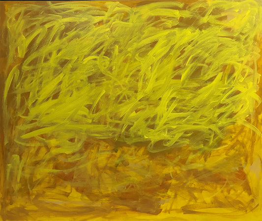 Abstract painting with a dominant use of yellow and brown colors