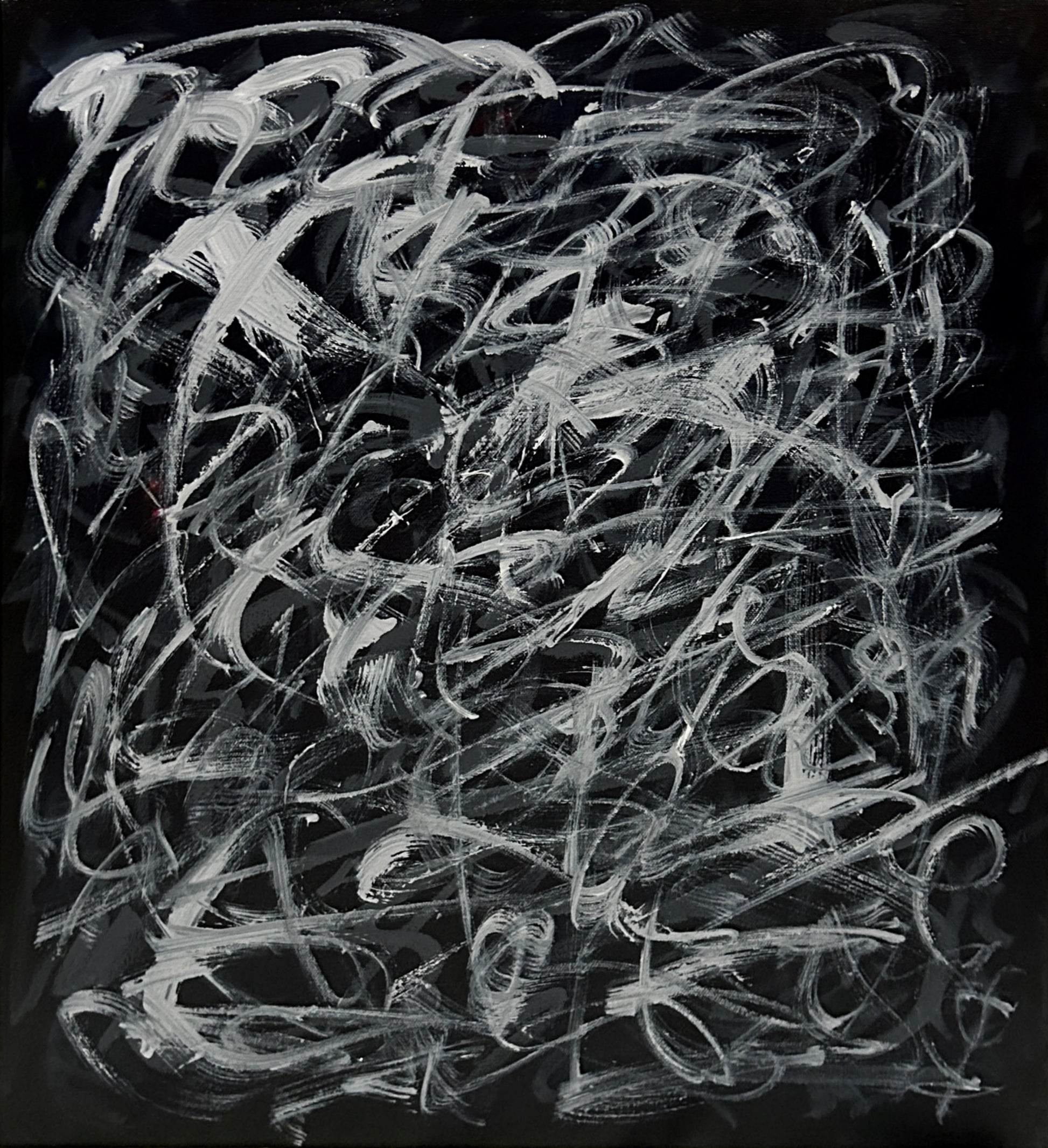 Abstract black and white art on a dark background